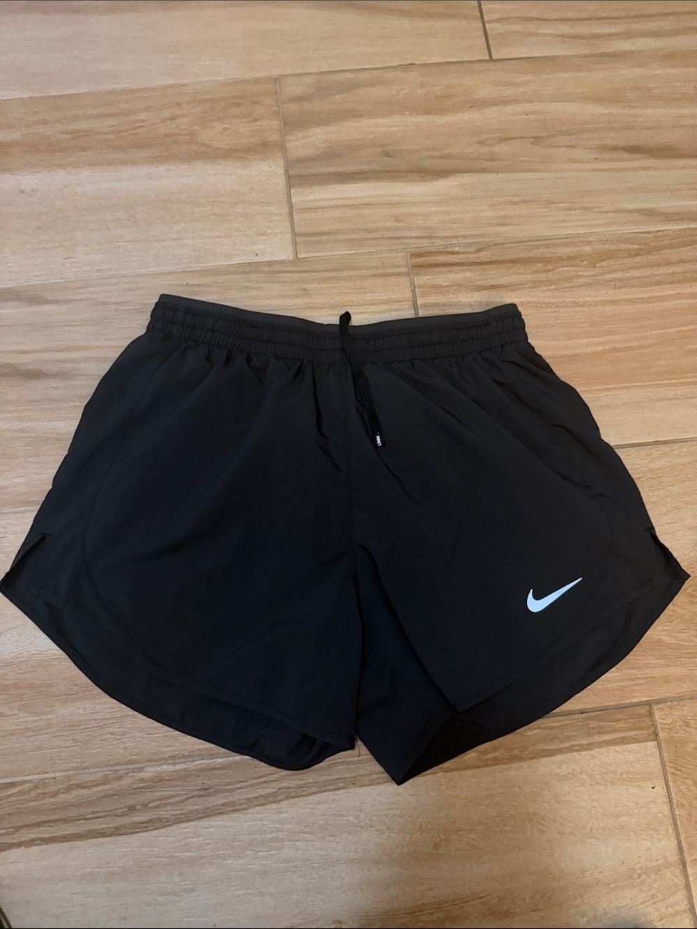Nike Black Athletic Shorts with White Drawcord Trim